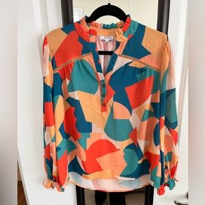 NWT. Fate brand. Geo Print Peasant Blouse